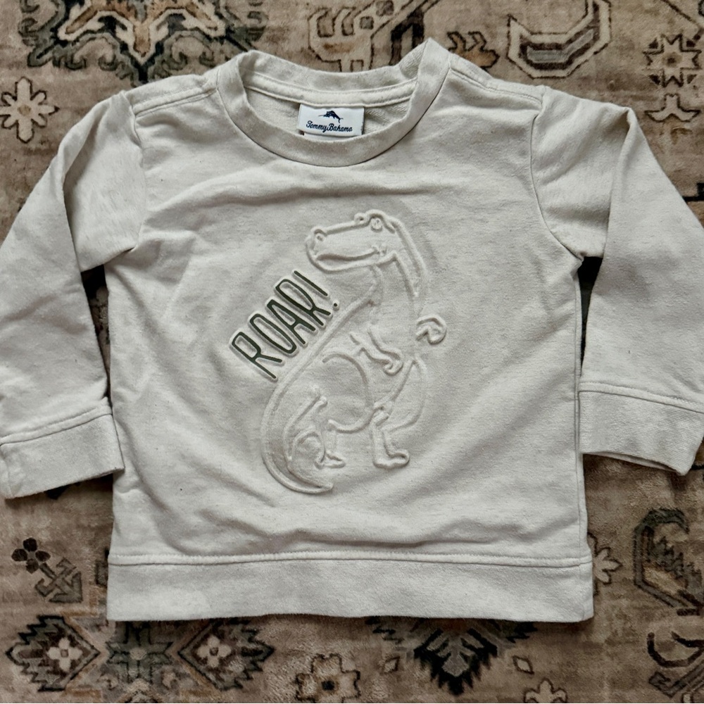 Tommy Bahama Dinosaur Embossed Toddler Pullover in Cream‎